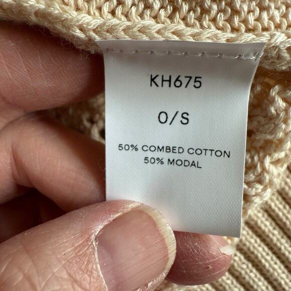 Kerisma Sweater Women's Gathered Crochet Ivory O/S Modal Bohemian NWT - Picture 7 of 10